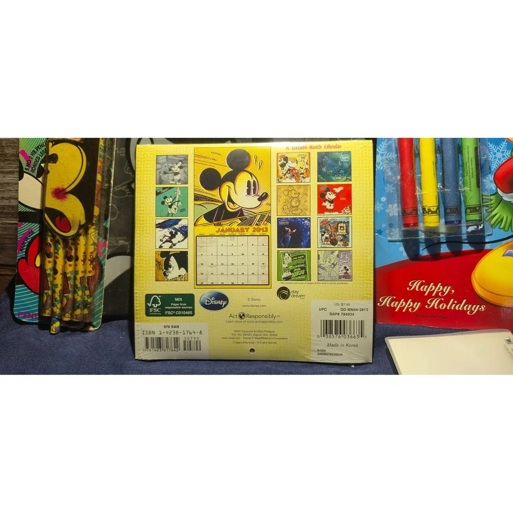 Disney Mickey Mouse Stationery Set Sketchbook Planner Calendars Pencils unopened